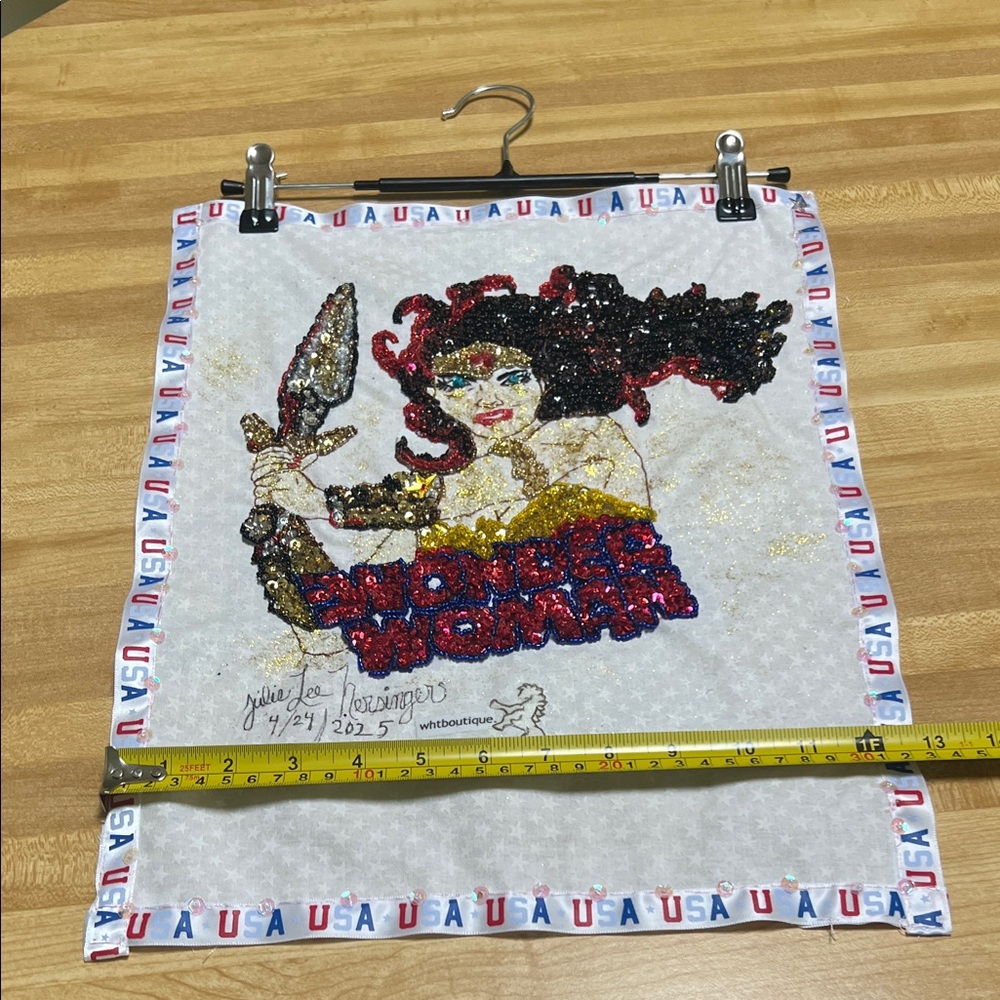 Unframed fabric art Hanging “17 X 13” Big Fan Of  Wonder Woman. Free Shipping - Picture 5 of 17